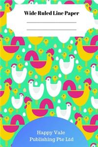 Cute Chicken Theme Wide Ruled Line Paper
