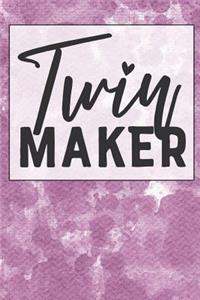 Twin Maker: Notebook & Blank Lined Journal featuring a Cute and Trendy design for Moms, Women, and Parents. Cute Gift Under $10 for Mother's Day (Composition Bo