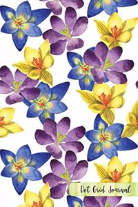 Dot Grid Journal: Floral Notebook Dotted Grid for Planning Sketching Writing - Blue Yellow Purple Crocus