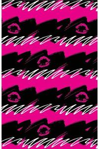 Journal Notebook Pink Lips - Abstract Pink and Black Pattern