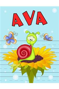 Ava: Personalized Book with Child's Name, Primary Writing Tablet, 65 Sheets of Practice Paper, 1
