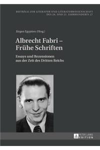 Albrecht Fabri - Fruehe Schriften