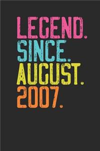 Legend Since August 2007: Small Lined Notebook - 12th Birthday Gift or 12th Anniversary Gift Idea