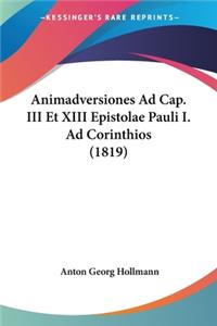 Animadversiones Ad Cap. III Et XIII Epistolae Pauli I. Ad Corinthios (1819)