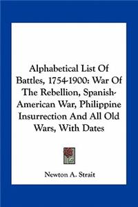 Alphabetical List of Battles, 1754-1900