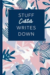 Stuff Carter Writes Down: Personalized Journal / Notebook (6 x 9 inch) STUNNING Navy Blue and Mauve Blush Pink Pattern