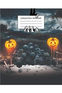 Glowing Halloween Pumpkins Wide Ruled Journal