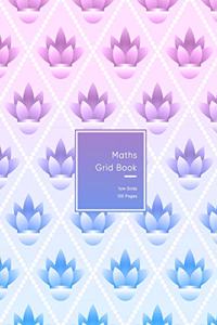 Maths Grid Book: 1cm size graph paper grid book for students or Mathematician - Pink and purple flower pattern for teenage girls