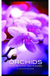 Orchids Note Monthly 2020 Planner 12 Month Calendar