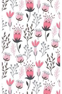 Pink and Gray Floral - Lined Notebook with Margins - 5x8: 101 Pages, 5 x 8, College Ruled, Journal, Soft Cover