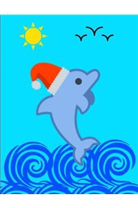Christmas Santa Claus Dolphin Notebook Journal 150 Page College Ruled Pages 8.5 X 11