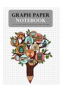 Graph Paper Notebook 1/4 Inch Gray Squares Size 8.5x11 Inches 120 Pages