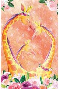 Journal Notebook For Animal Lovers Giraffes In Flowers