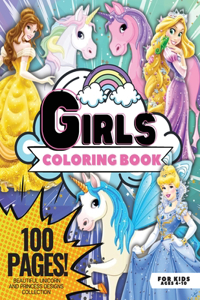 Girls Coloring Book, Unicorn and Princess, 100 Pages