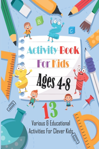 Activity Book For Kids Ages 4-8