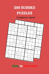 200 SUDOKU PUZZLES Easy to Very Hard For Beginners Experts