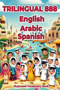 Trilingual 888 English Arabic Spanish Illustrated Vocabulary Book