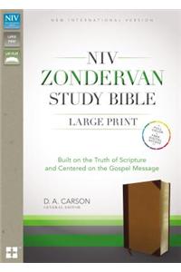 NIV, Zondervan Study Bible, Large Print, Imitation Leather, Brown/Tan, Indexed: Built on the Truth of Scripture and Centered on the Gospel Message