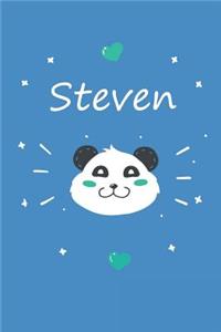 Steven: Ein Personalisiertes Panda Tage-/Notizbuch Mit Dem Namen Steven Und Ganzen 100 Linierten Seiten Im Tollen 6x9 Zoll Format (Ca. Din A5). Optimal ALS 