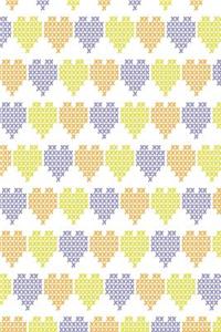 Notizbuch gestrickte Herzen - lila gelb orange