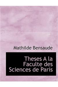 Theses a la Faculte Des Sciences de Paris
