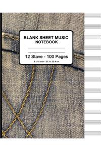 Blank Sheet Music Notebook - Faux Jeans