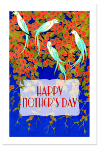 Art Deco Birds and Flowers Mother's Day Greeting Card