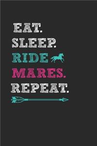 Eat Sleep Ride Horses Repeat Notebook - Mare Horse Journal Planner Horseman