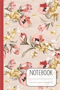 Notebook with Blossom Design on Salmon Pink Background