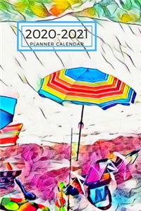 Beach Chair Umbrella Dated Calendar Planner 2 years To-Do Lists, Tasks, Notes Appointments