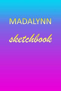 Madalynn: Sketchbook - Blank Imaginative Sketch Book Paper - Pink Blue Gold Custom Letter M Personalized Cover - Teach & Practice Drawing for Experienced & As