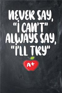 Never Say I Can't Always Say I'll Try