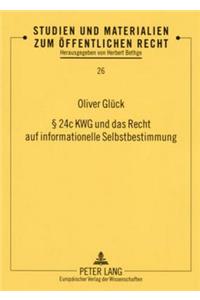 § 24c Kwg Und Das Recht Auf Informationelle Selbstbestimmung