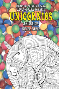 Libros de colorear para adultos para hombres - Nivel fácil - Animales - Unicornios