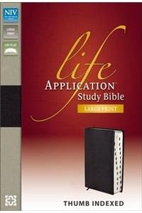 NIV, Life Application Study Bible, Second Edition, Large Print, Bonded Leather, Black, Red Letter Edition, Thumb Indexed