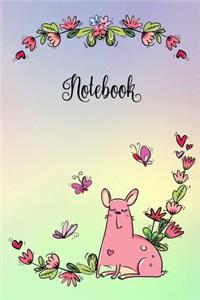 Notebook: Funny Cartoon Bulldog Notebook Journal Diary - pink animal nature dog