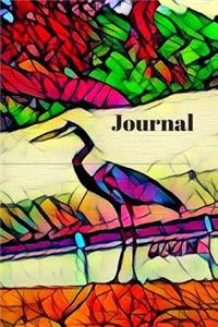 Black Blue Teal Purple Pink Heron at Lake Bird Lovers Cute Bird Lovers Pretty Blank Lined Journal for Daily Thoughts Notebook Diary for Women or Man