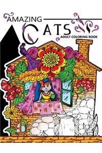 Amazing Cats Adult Coloring Book