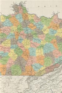 Kentucky Vintage Map Field Journal Notebook, 50 pages/25 sheets, 4x6