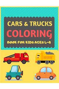 Cars & Trucks Coloring Book For Kids Ages 4-8