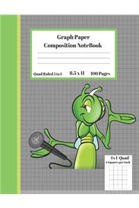 Graph Composition Notebook 4 Squares per inch 4x4 Quad Ruled 4 to 1 / 8.5 x 11 100 Sheets