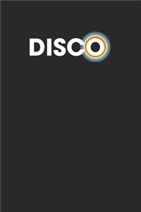 Disco Music Fan Notebook with Rainbow 120 Pages Lined Journal