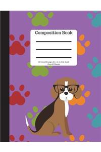 Composition Book 100 Sheet/200 Pages 8.5 X 11 In.-Wide Ruled-Dog with Glass