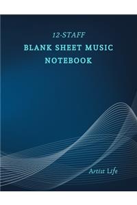 12-Staff Blank Sheet Music Notebook