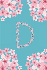 D Monogram Letter D Cherry Blossoms Journal Notebook