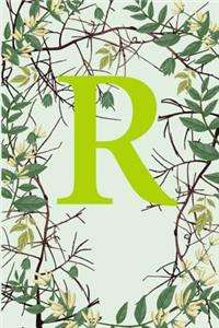 R: Letter R Monogram Initials Green Tree Branches Nature Notebook & Journal