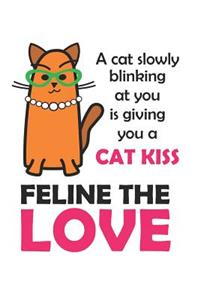 Feline the Love: Journal for Cat People Cat Facts About Kisses Pun Funny Cartoon Design (Notebook, Diary)