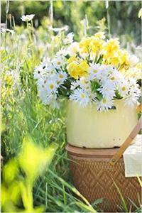 Shasta Daisy Flowers in a Yellow Pot and a Wicker Picnic Basket Journal