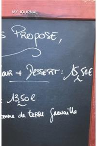 My Journal French Menu Cover
