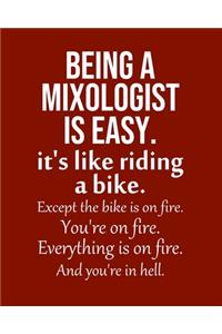 Being a Mixologist is Easy. It's like riding a bike. Except the bike is on fire. You're on fire. Everything is on fire. And you're in hell.